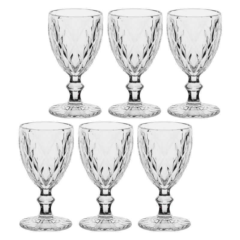  Set of 6 Rose&Tulipani Diamond Glasses, Transparent, 250 ml
