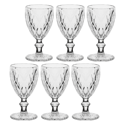  Set of 6 Rose&Tulipani Diamond Glasses, Transparent, 250 ml