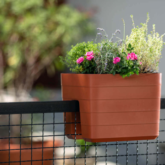 Balkonowa donica samo-nawadniająca Plastia Berberis 26x30 cm cynamonowy - 4