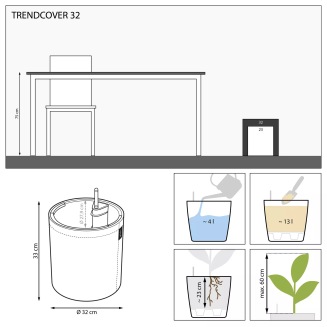 Lechuza Trendcover Leather flowerpot VEGE 32 anthracite - 2
