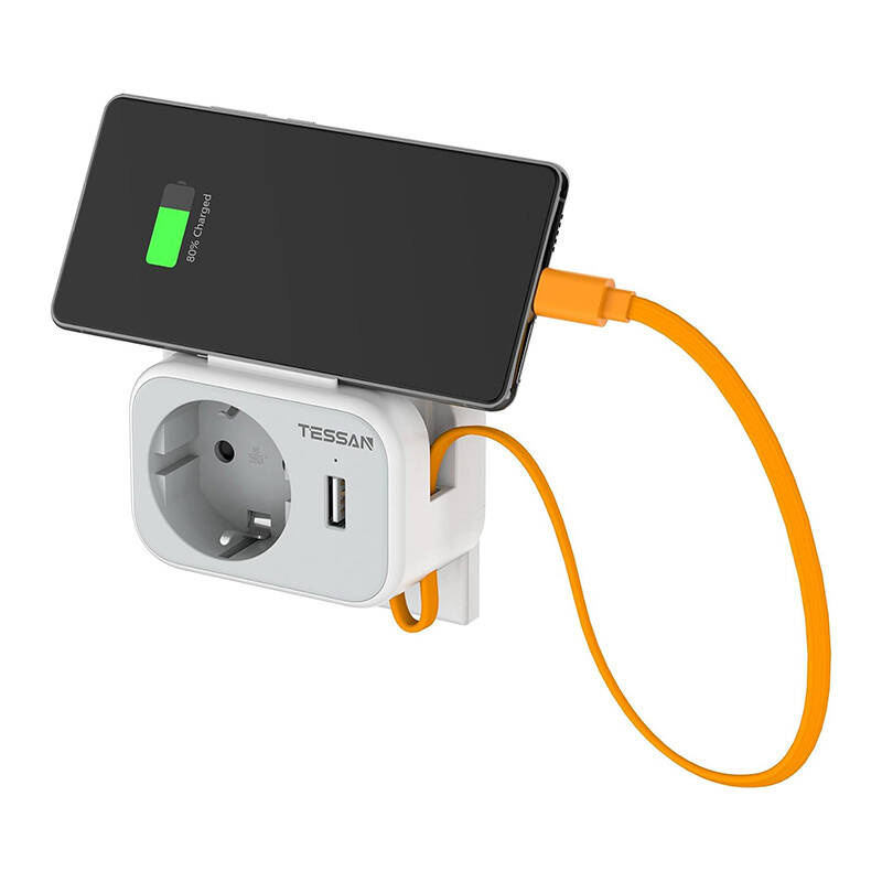 Gniazdko ścienne TESSAN TS-332-DE USB-A + kabel USB-C