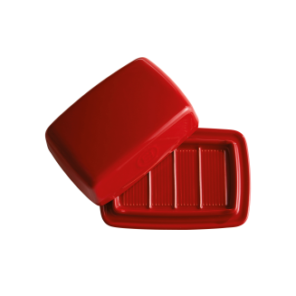  Emile Henry red ceramic butter dish - 2