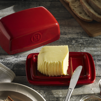  Emile Henry red ceramic butter dish - 3