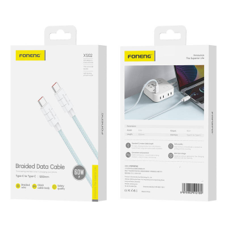 Kabel USB-C do USB-C Foneng XS02 60W, 1,2m (niebieski) - 2