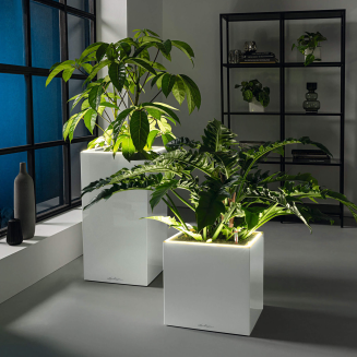 Lechuza Canto Premium 40 LED cube flowerpot silver metallic - 7