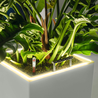 Lechuza Canto Premium 40 LED cube flowerpot silver metallic - 6