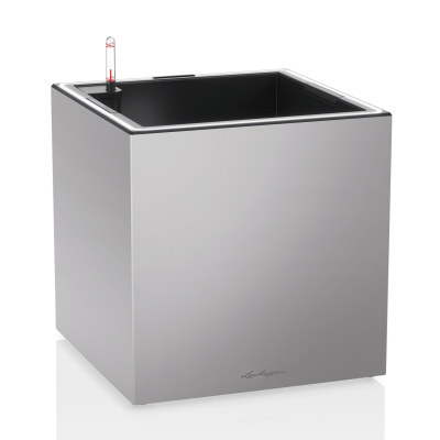 Lechuza Canto Premium 40 LED cube flowerpot silver metallic