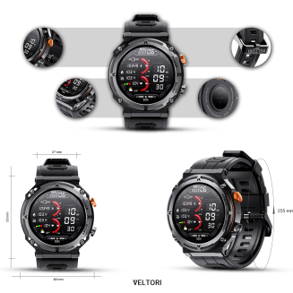 Smartwatch VELTORI VT130-1 Czarny Pasek Silikonowy - 13