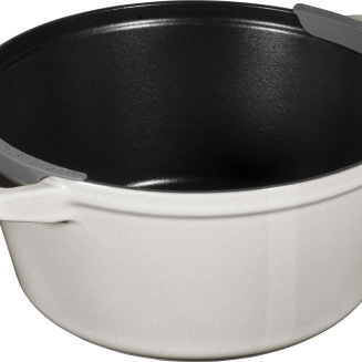  Set of 2 Staub cast iron cookware with lid - 24 cm, white truffle - 14