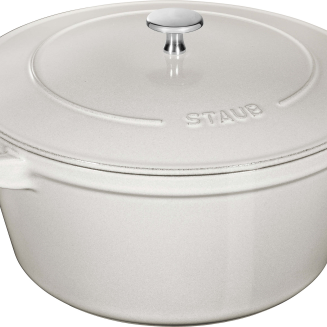  Set of 2 Staub cast iron cookware with lid - 24 cm, white truffle - 3