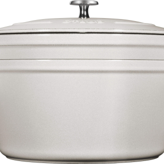 Set of 2 Staub cast iron cookware with lid - 24 cm, white truffle - 6