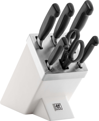  Set of 5 knives in a Zwilling Four Star self-sharpening block - White