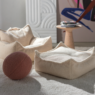  Wigiwama Square Ottoman Cream White Children's Pouf - 4