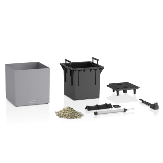 Lechuza Canto Stone 40 LED cube flowerpot graphite black - 10