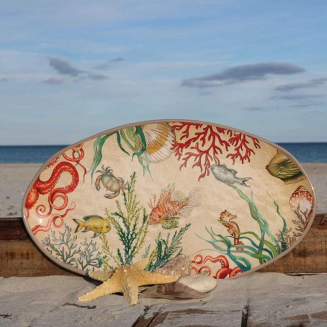  Rose&Tulipani | Sea Life round melamine coaster, starfish - 20 cm - 8