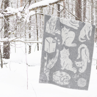  Lapuan Kankurit KISSANPÄIVÄT blanket grey-white 130x180 cm - 3