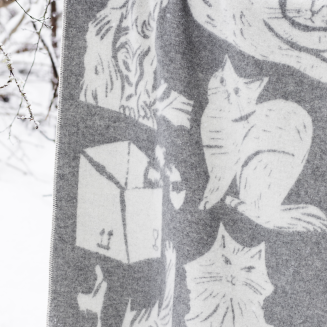  Lapuan Kankurit KISSANPÄIVÄT blanket grey-white 130x180 cm - 2