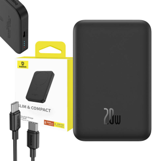 Magnetyczny mini powerbank Baseus 5000mAh, USB-C 20W (czarny) - 10