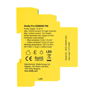 5-kanałowy Sterownik oświetlenia na szynę DIN Shelly RGBWW Pro WiFi - 3