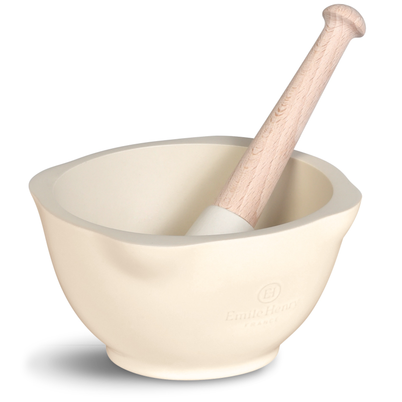  Emile Henry mortar and pestle, cream