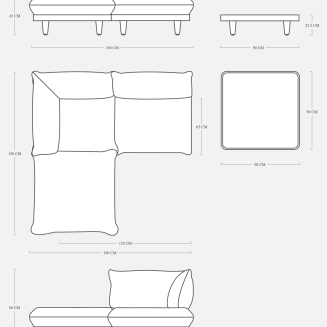 Sofa ogrodowa Fatboy Paletti Set Medium Royal Wolf Grey - 8