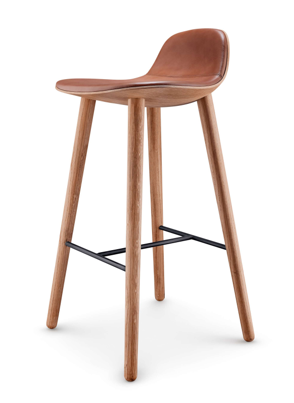  Eva Solo Yuuga nature oak & cognac leather stool 75 cm