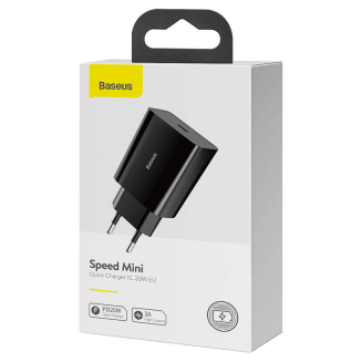 Ładowarka sieciowa Baseus Speed Mini Quick Charger, USB-C, PD, 3A, 20W (czarna) - 6