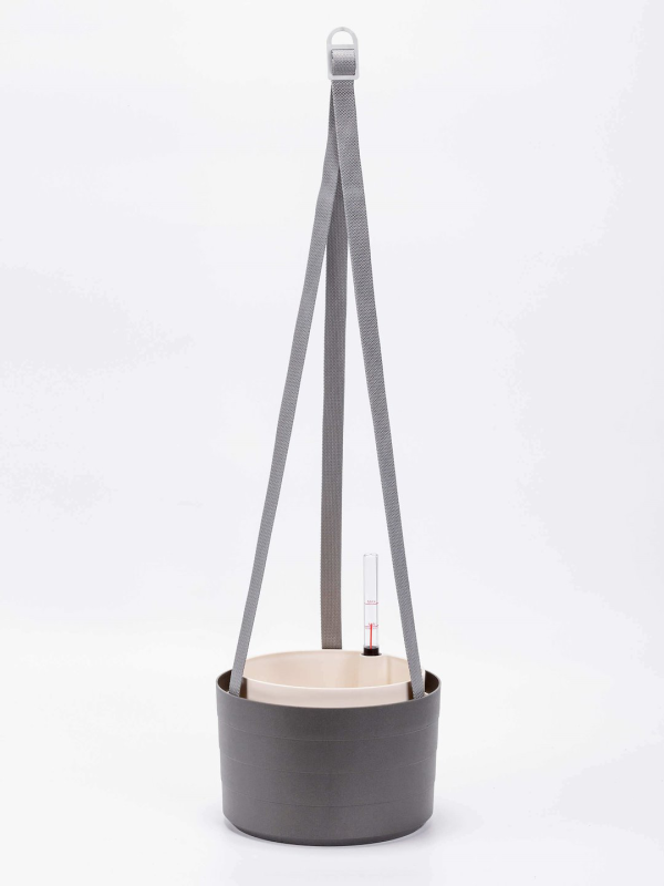 PLASTIA BERBERIS Wisząca donica samonawadniająca okrągła 26 cm szary
