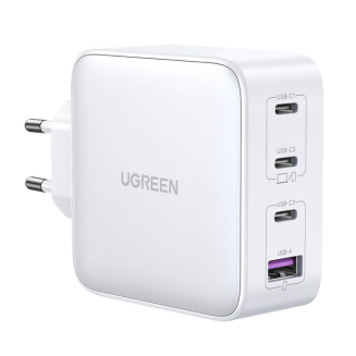 Ładowarka sieciowa UGREEN 15337 Nexode, 3xUSB-C, USB-A 3.0, PD3.0, QC4.0, GaN, 100W (biała) - 3