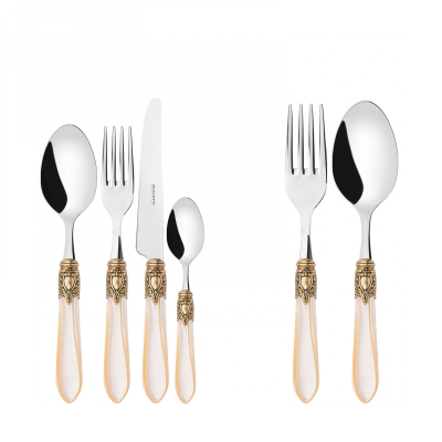 Zestaw sztućców obiadowych Casa Bugatti Oxford Ivory/Gold 50 szt.