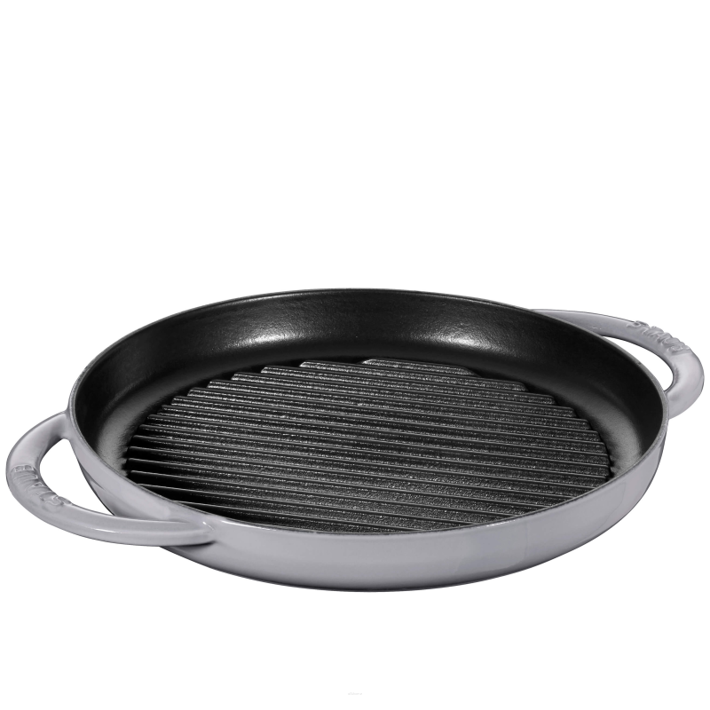  Staub round cast iron grill pan with two handles - 22 cm, graphite