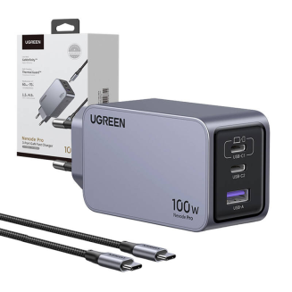 Ładowarka sieciowa UGREEN Nexode Pro 100W USB 2xUSB-C (szara) - 4
