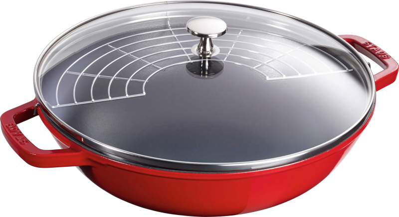  Cast iron wok with lid Staub - 30 cm, Red
