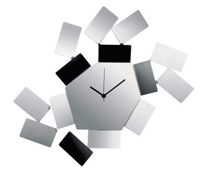 Alessi La Stanza dello Scirocco clock, polished silver