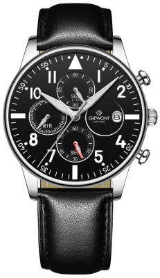 Zegarek Męski Giewont Chronograph Sapphire Czarno Srebrny GW5630-A2