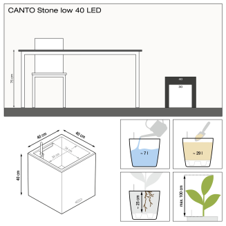 Lechuza Canto Stone flowerpot 40 LED cube white quartz - 2