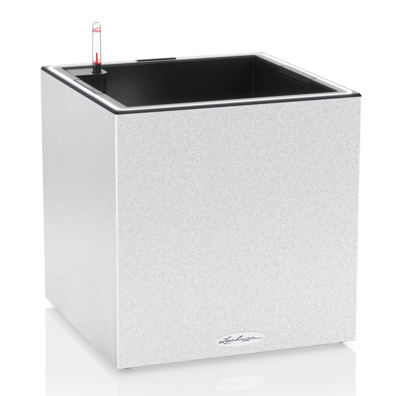 Lechuza Canto Stone flowerpot 40 LED cube white quartz