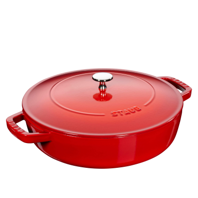  Deep stewing pan with lid Staub - 28 cm, Red