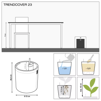  Lechuza Trendcover Leather flowerpot VEGE 23 anthracite - 4