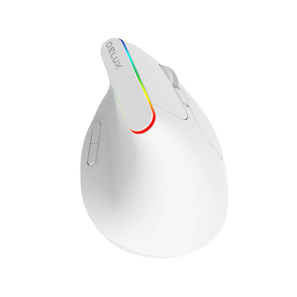 Bezprzewodowa mysz pionowa Delux M618C 2.4G 1600DPI RGB (biała) - 2