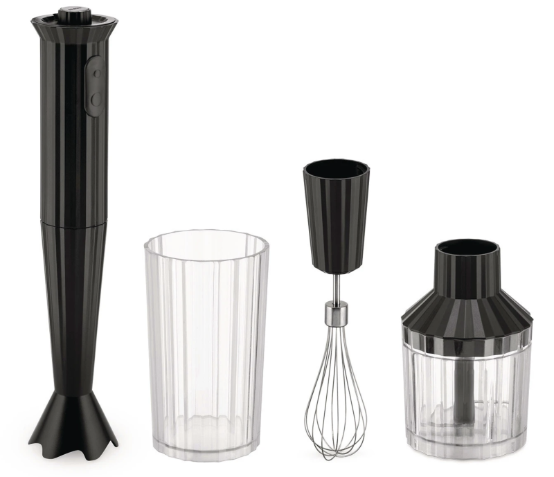 Alessi Plisse hand blender with accessories set, black