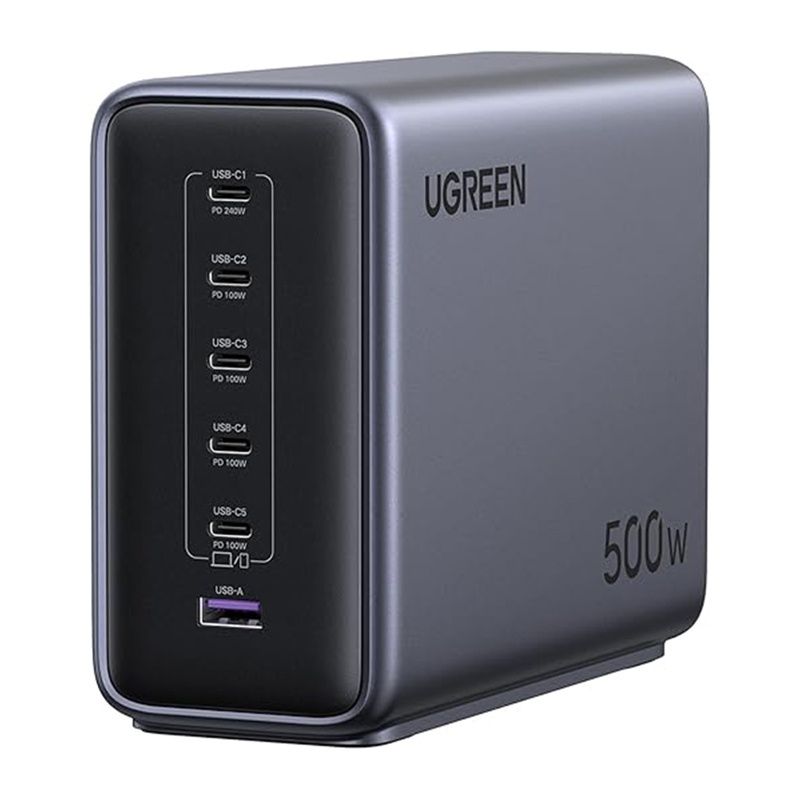 Ładowarka sieciowa UGREEN Nexode X759 500W GaN 5xUSB-C USB-A (szara)