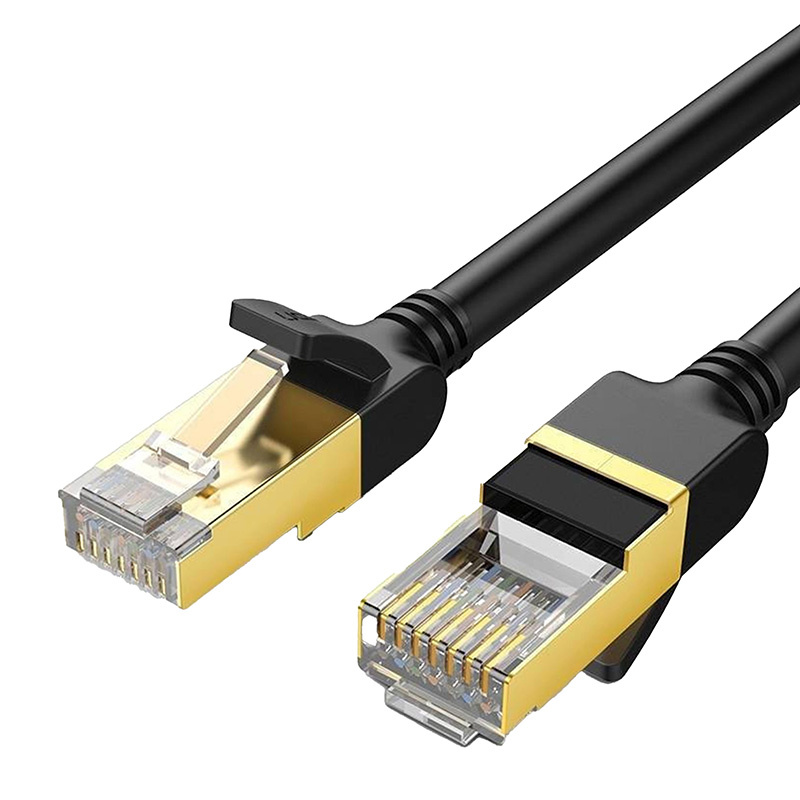 Okrągły kabel sieciowy UGREEN NW107 Ethernet RJ45, Cat.7, STP, 10m (czarny)