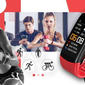 Smartwatch GIEWONT Czarno Czerwony 2 Paski GW200-1 - 5