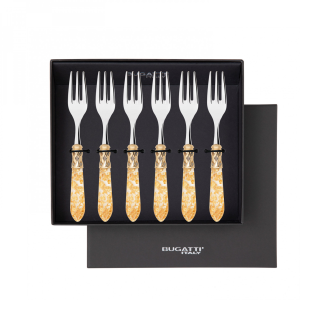 Komplet 6 widelczyków do ciasta w prezentowym opakowaniu Casa Bugatti Aladdin Gold/Gold - 2