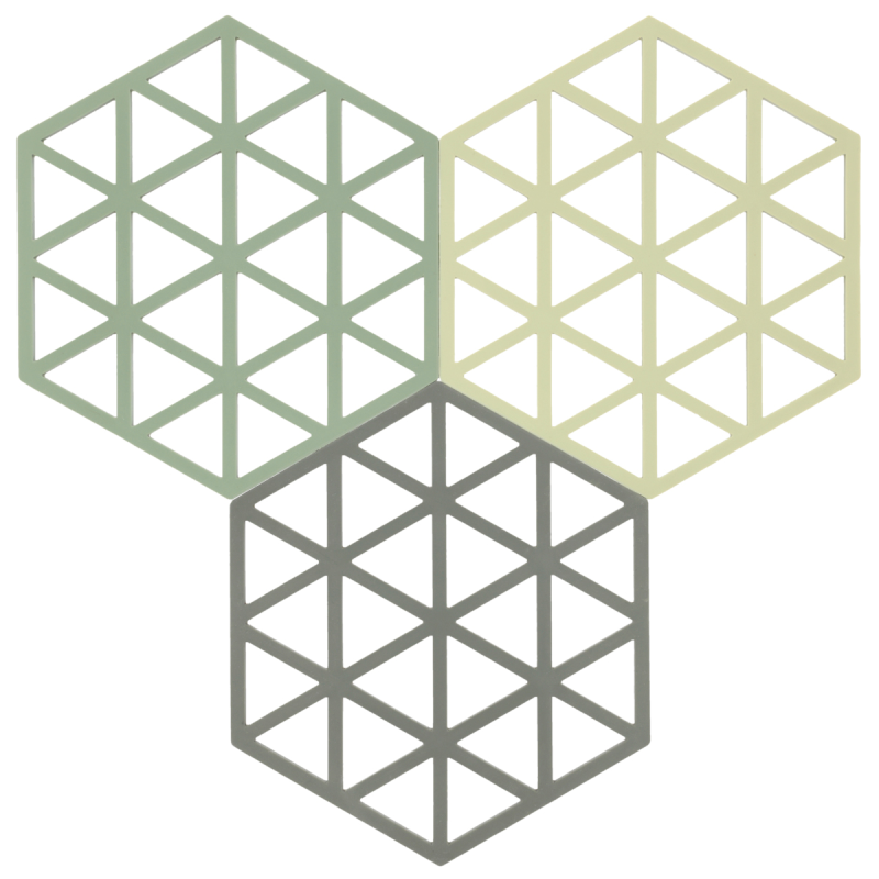  Set of 3 Zone Denmark Triangles coasters Rosemary&Matcha&Taupe