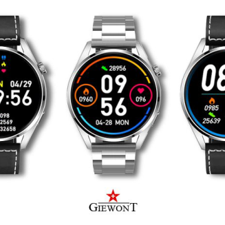 Smartwatch GIEWONT Vertex SmartCall GW450-5 Silver/Carbon Leather - 4