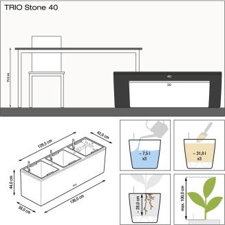  Lechuza Trio Stone planter 40 stone gray - 3