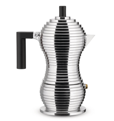 Alessi Pulcina coffee maker for 3 cups with black handle