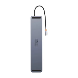 Hub 12w1 Baseus EliteJoy Gen2 series USB-C do 2xHDMI+ 3xUSB 3.0+ PD+ DP+ SD/TF+ RJ45+Type-C+ 3.5mm (ciemny szary) - 7